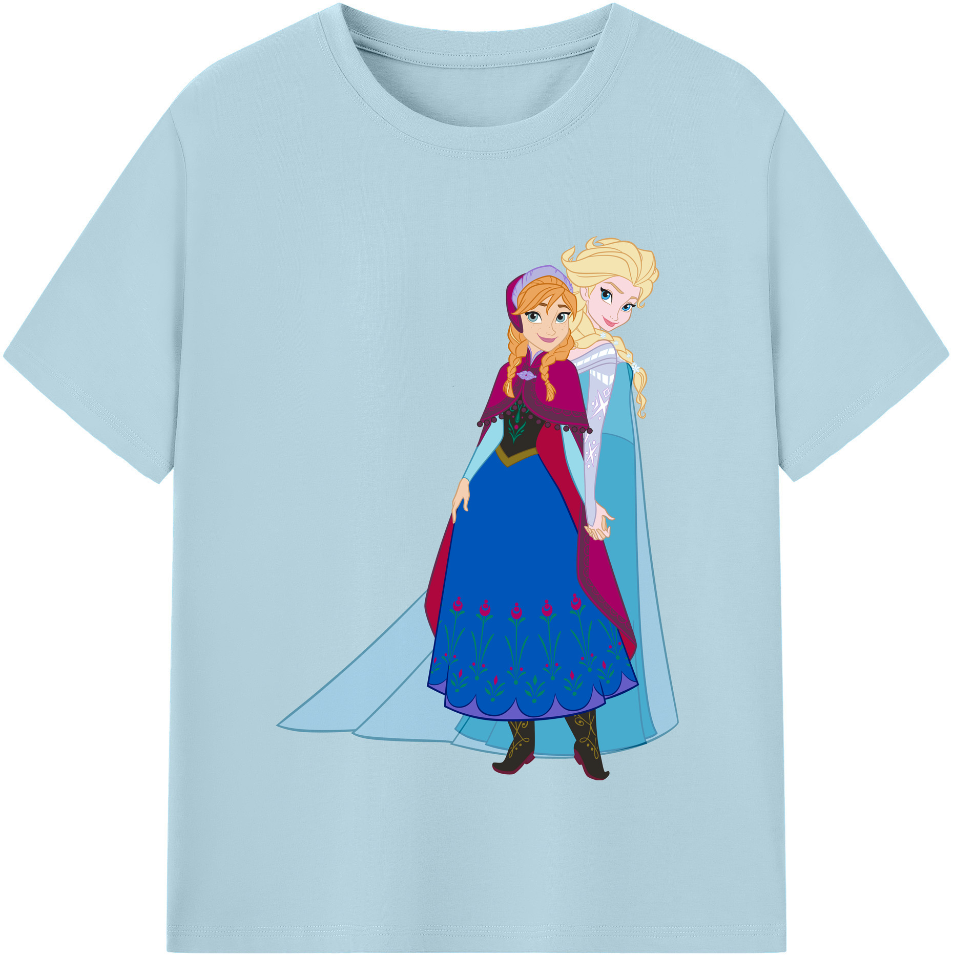 （画像用） アナと雪の女王 アンナ エルサ Frozen Anna Elsa 綿100％半袖Tシャツ（フロントプリント）